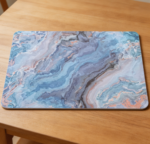 Set of 2 Navy Marble Cork Placemats Non-Slip 12x18